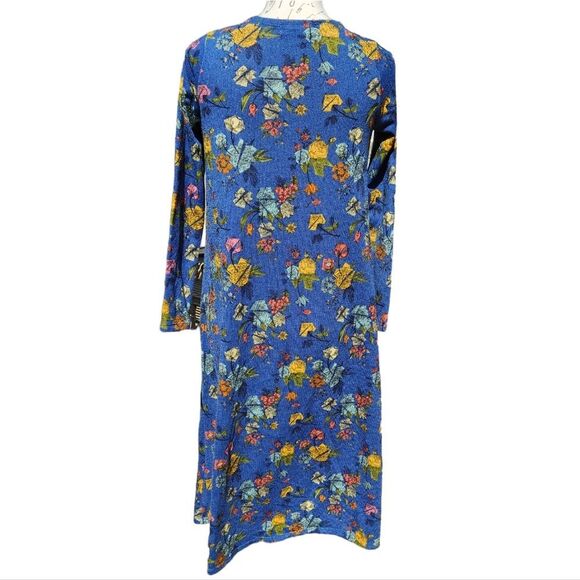 Lularoe NWT Sarah Blue floral long cardigan‎ duster Extra Small XS - Picture 3 of 5